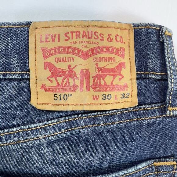 Levi’s 510 Skinny Jeans Men 32x30 Distressed Medium Wash Stretch Denim Pants - Picture 4 of 9